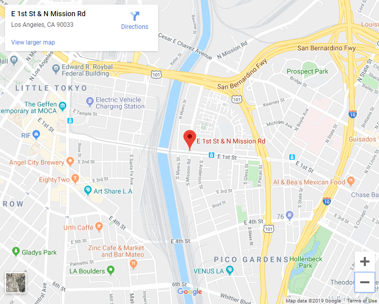 google map of mission road and 1st street